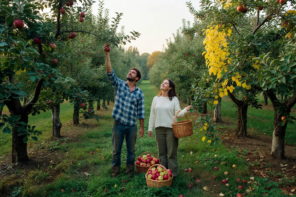 us at harper’s grove grabbing apples
