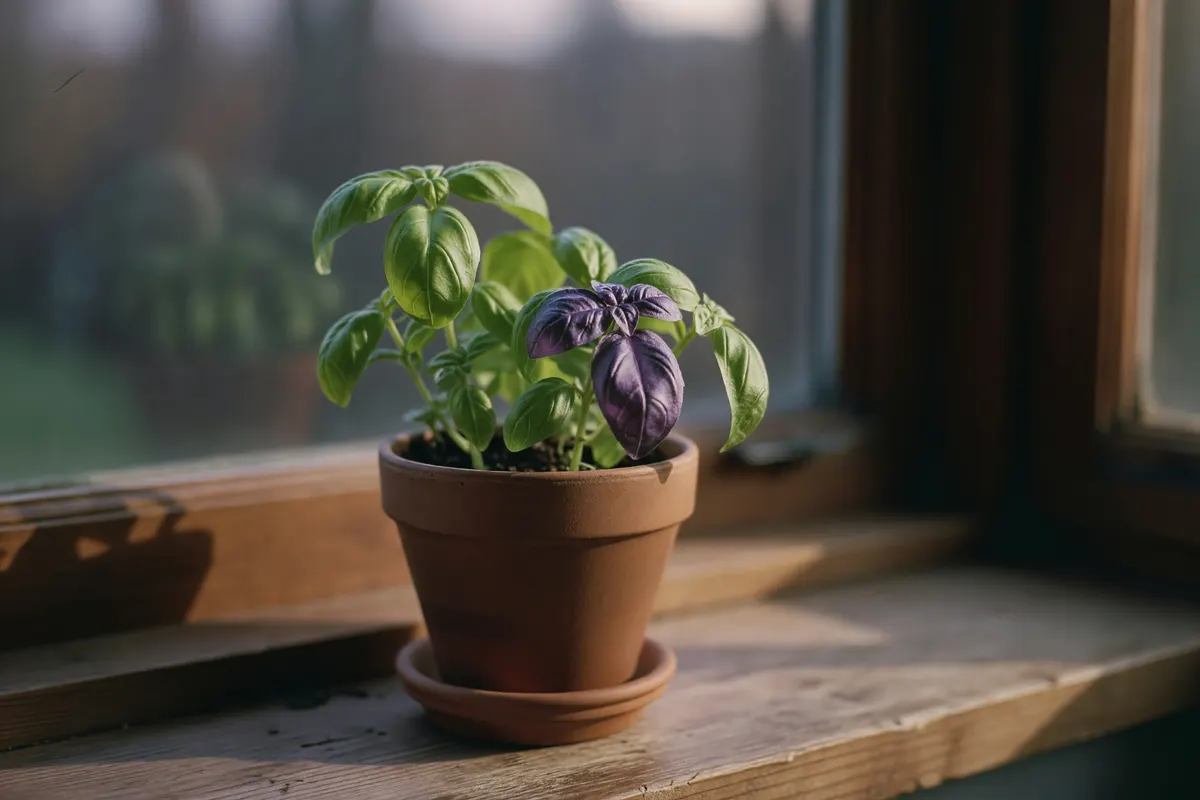 closeup of the basil i used, that one leaf still looks weird