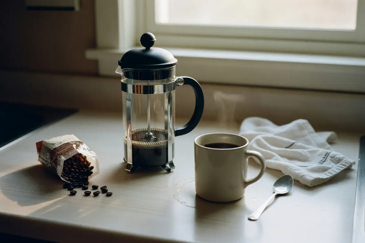 phone photo of my kitchen counter after the coffee finally happened