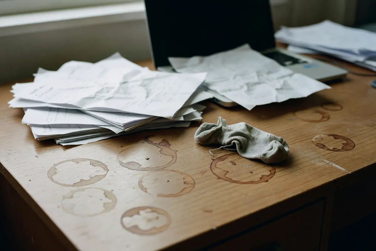 my desk after the coffee incident