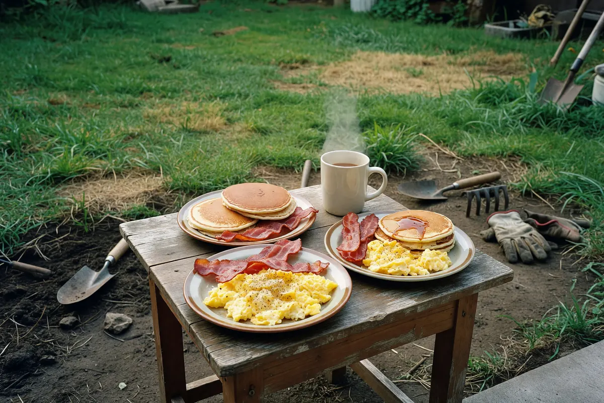 brunch on the patio table