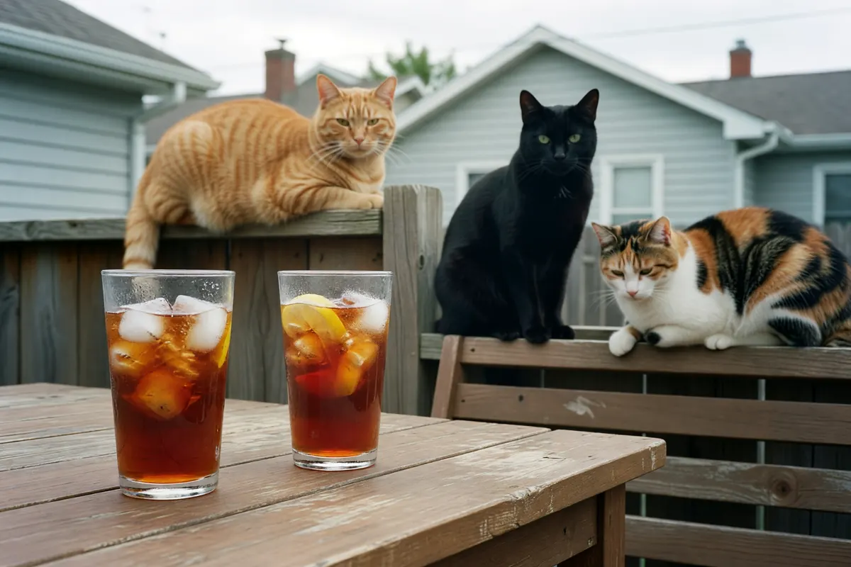 cats on the fence watching us
