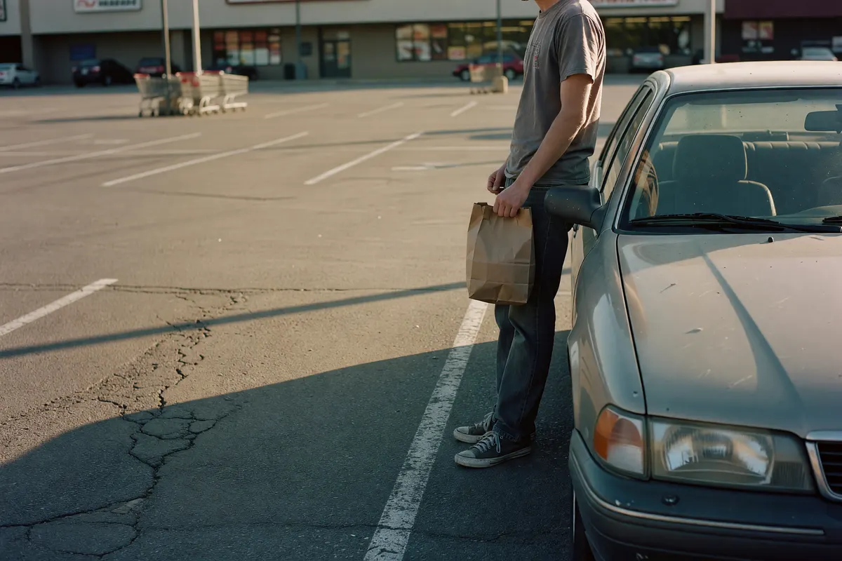 car parked by the store entrance