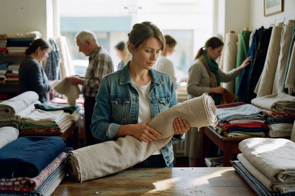 phone shot of the counter at the fabric shop