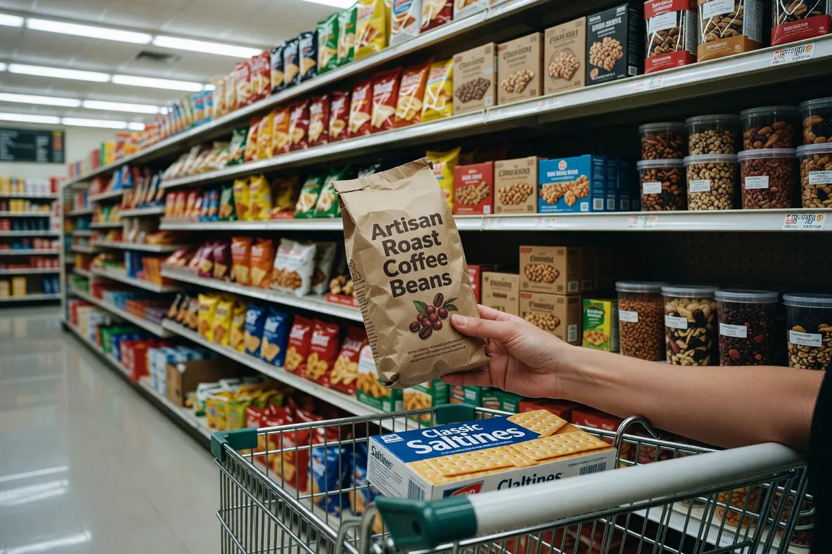 coffee bag in my cart at the store