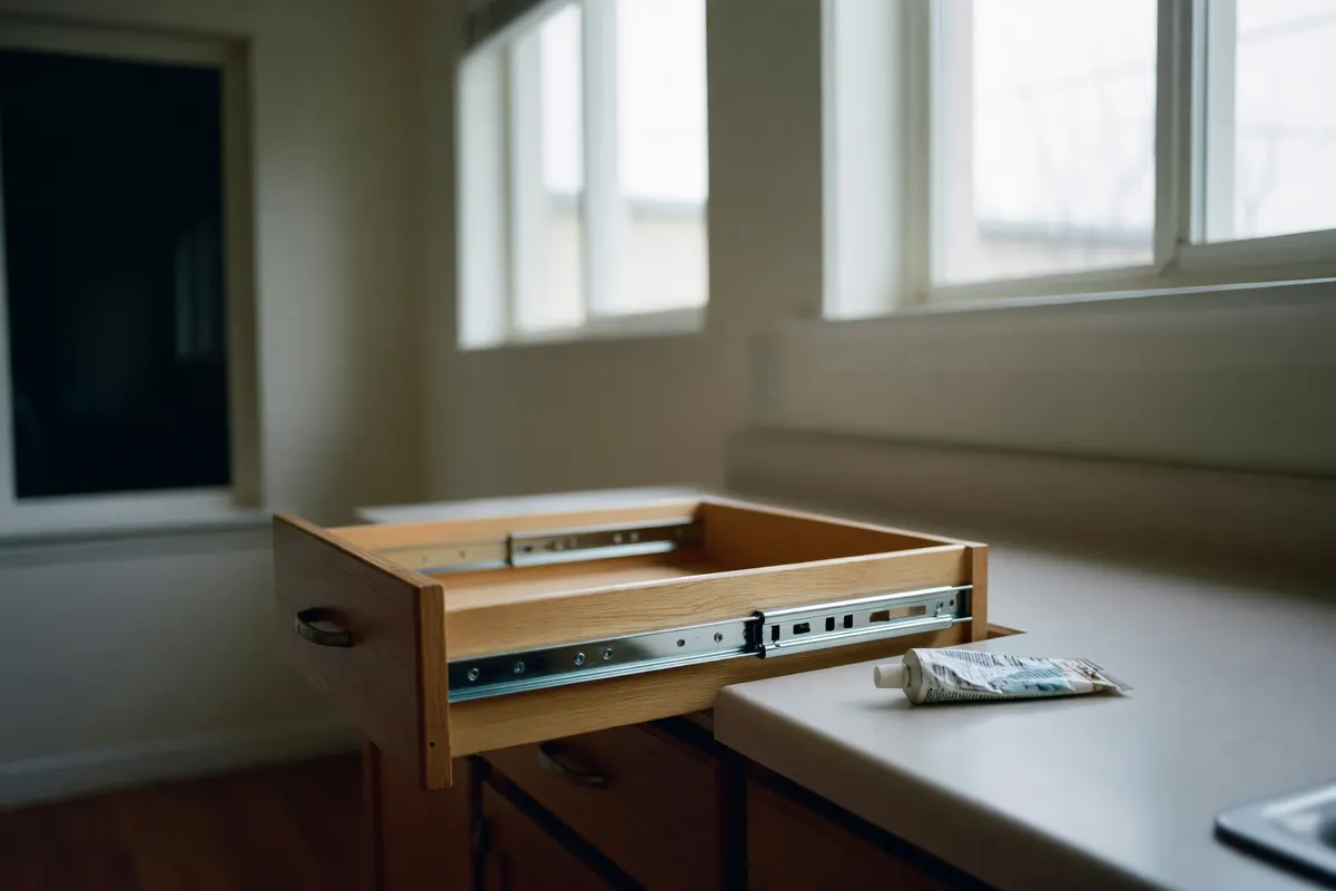 drawer repair on the kitchen counter
