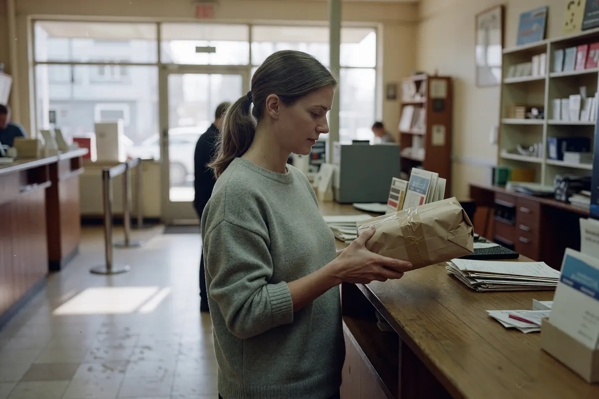 post office counter with my package