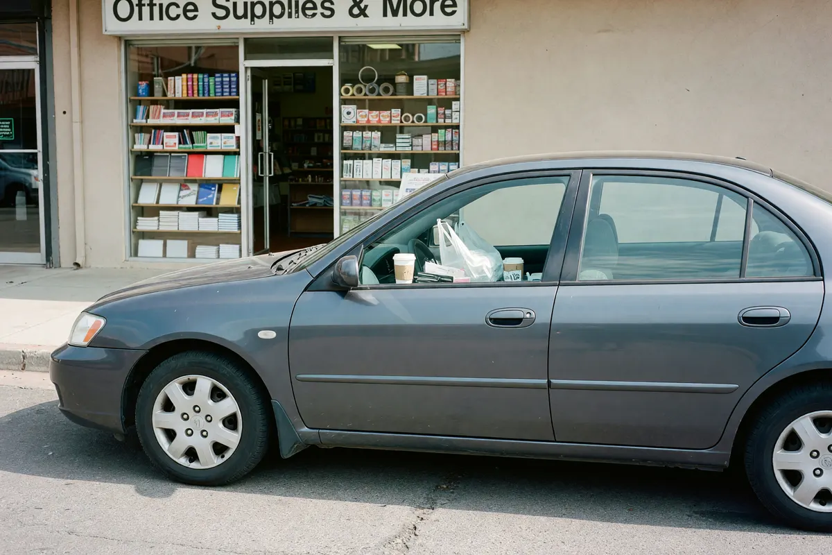 my car outside the store after grabbing the notebooks
