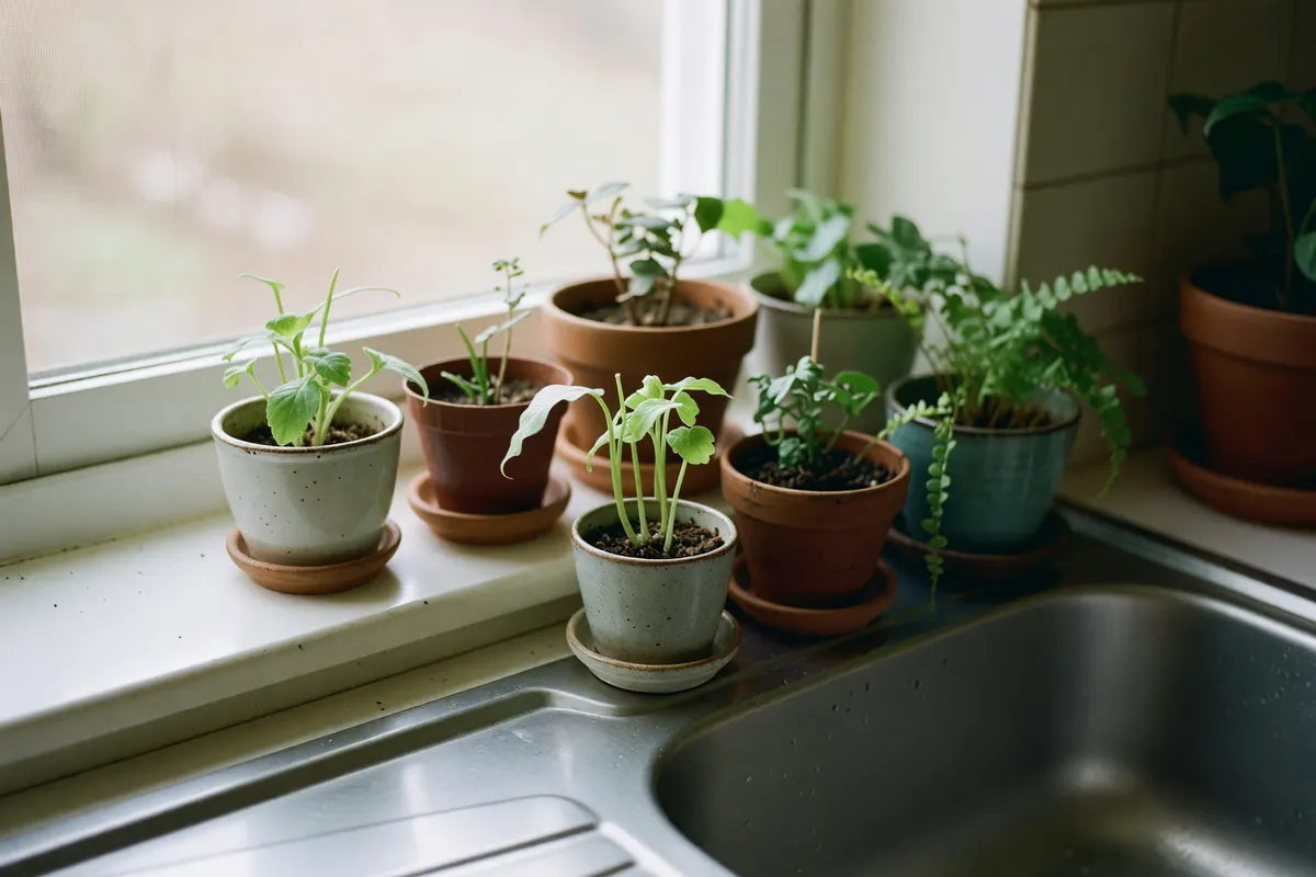 checkin the plants while cooking