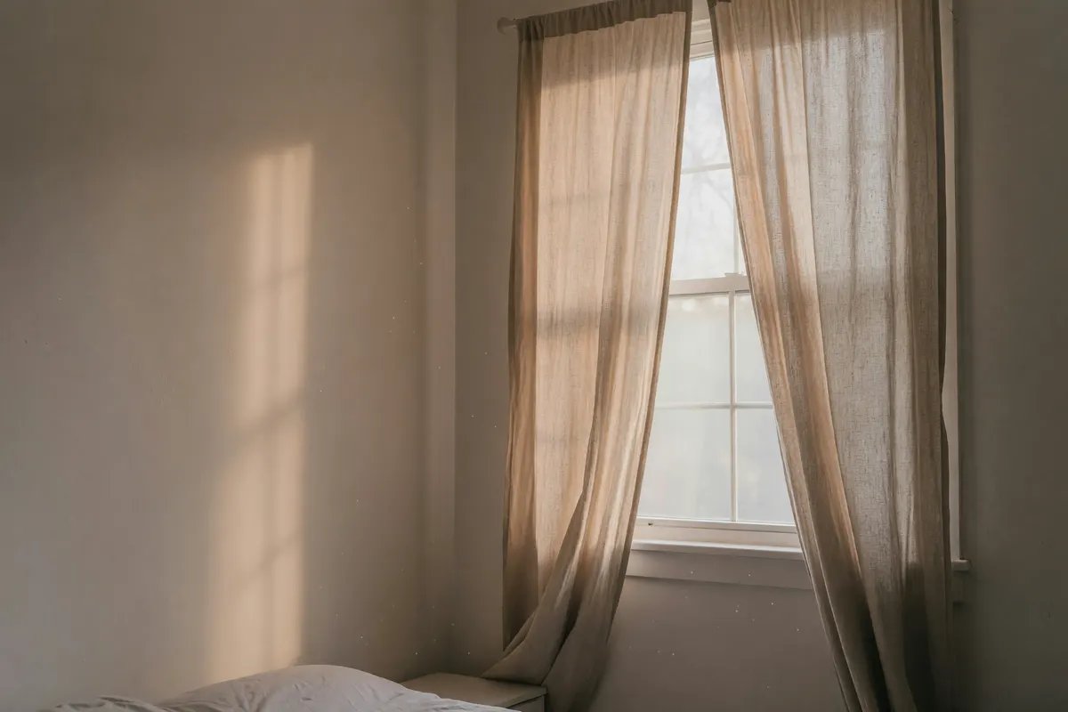 light coming through the bedroom curtains