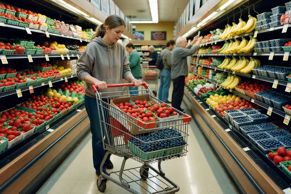 phone shot of the produce aisle cart