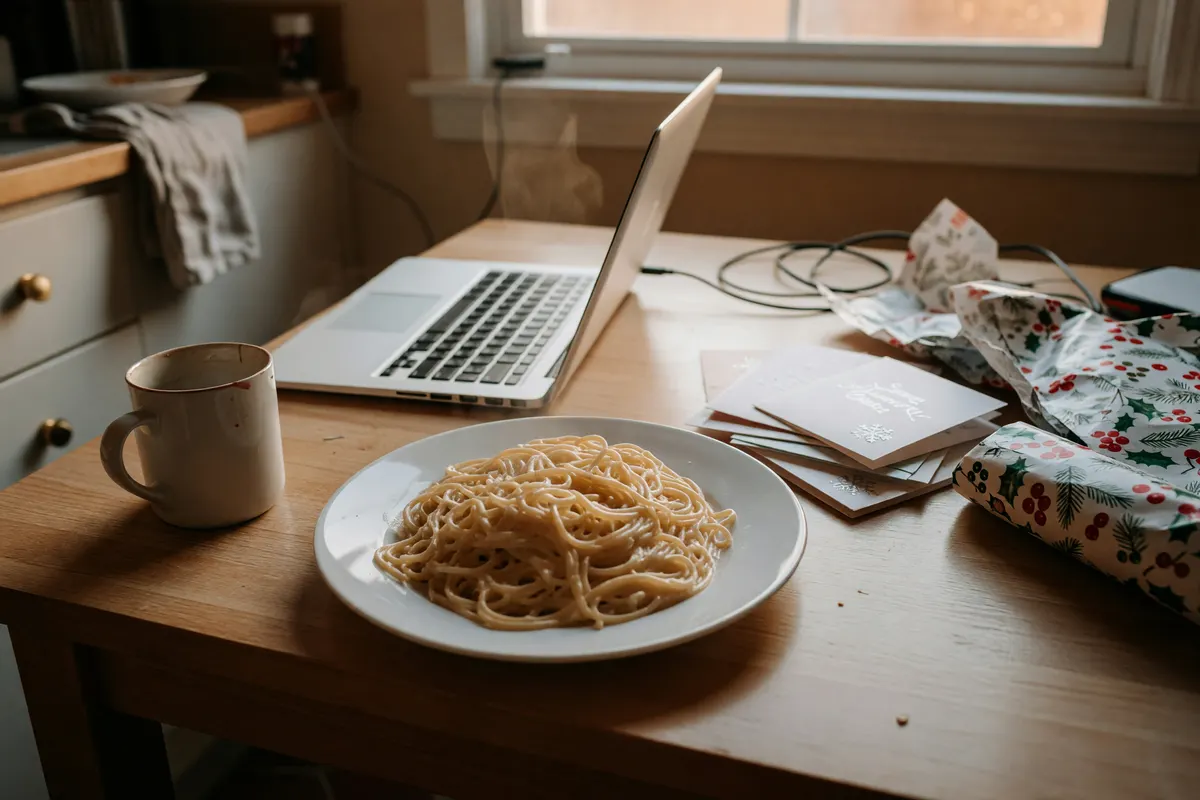 quick snap of my dinner setup with the laptop still open