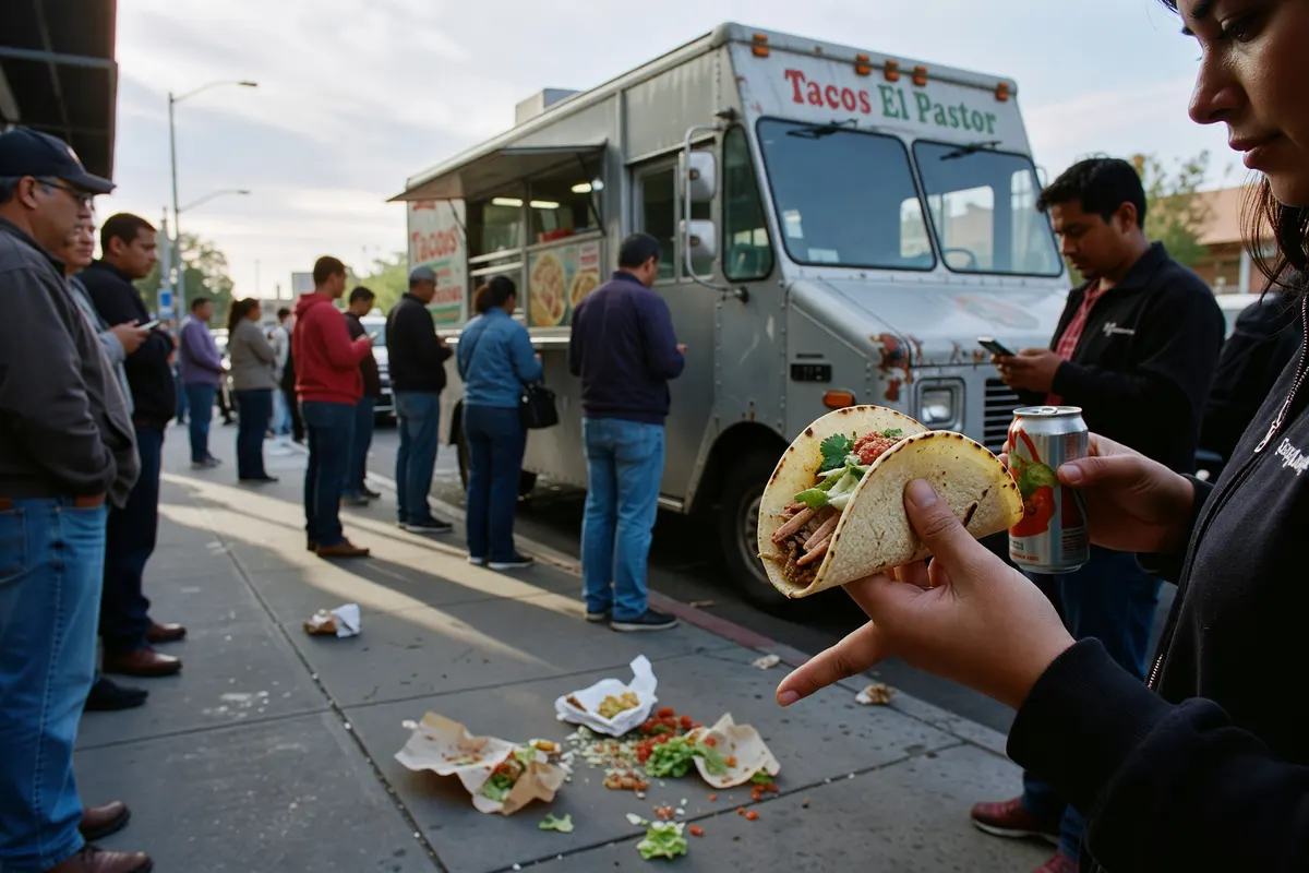 quick shot of the taco truck crowd while we waited