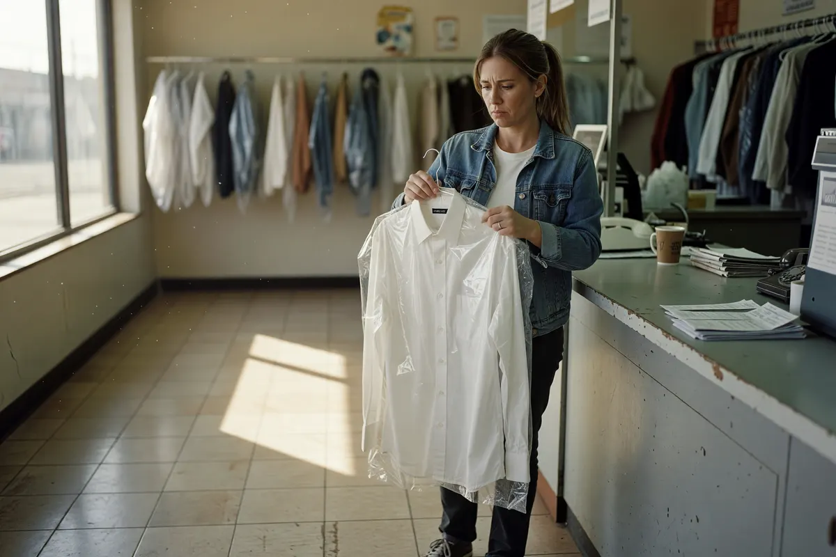 photo of the dry cleaner counter with the shirt i picked up