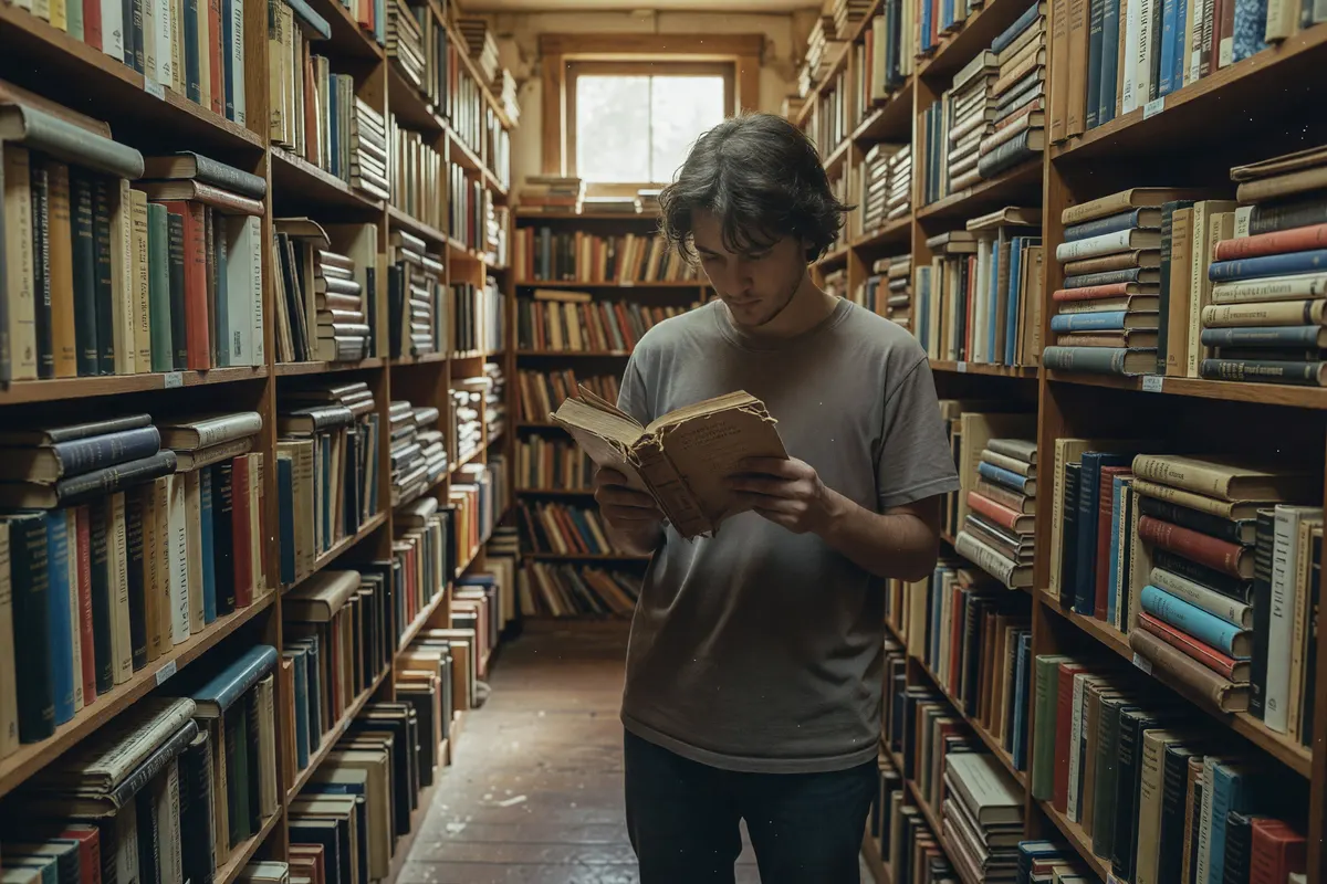 me in the mystery section trying to decide which old paperback to take home