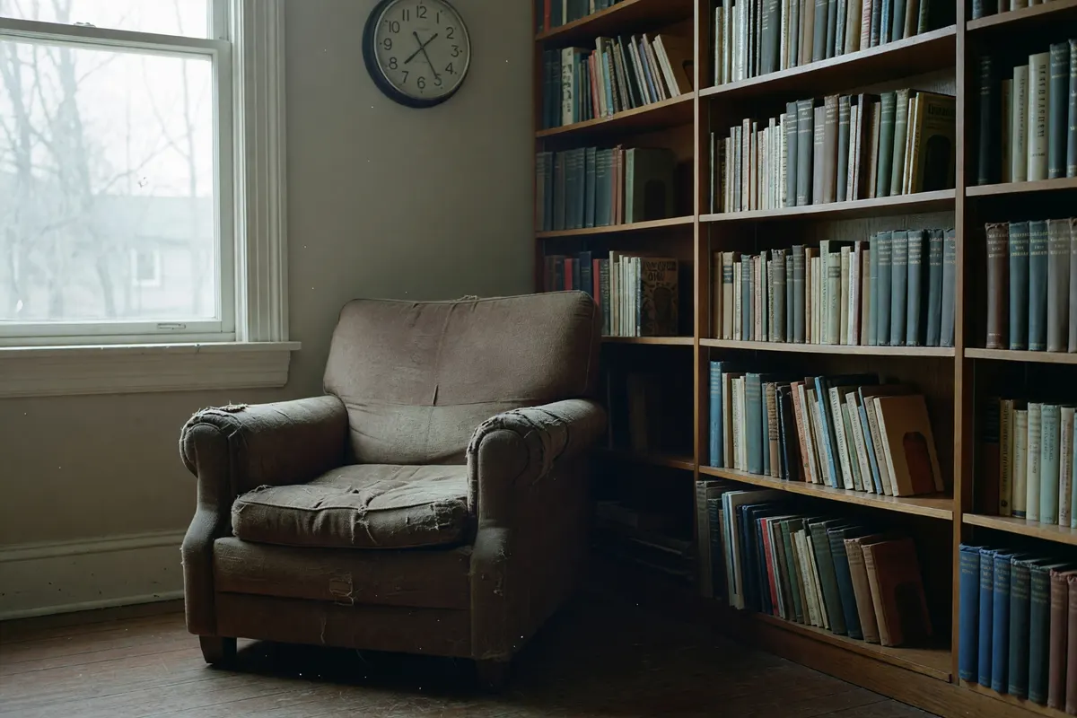 my reading spot and the clock