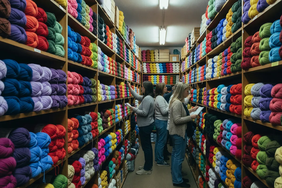 yarn aisle at the craft store, pretty empty