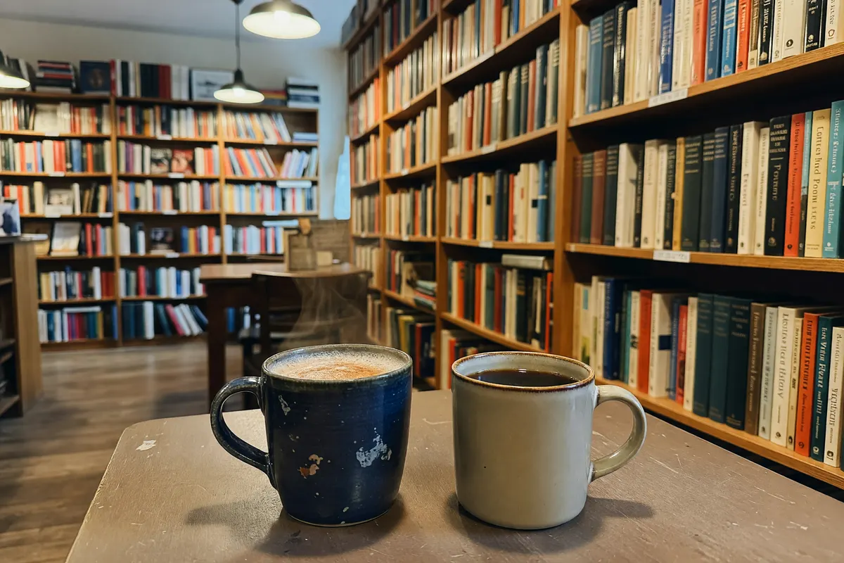 our drinks at the little cafe in the back of the store