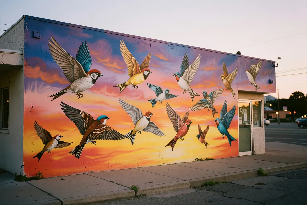 the mural on the laundromat wall i passed on the way