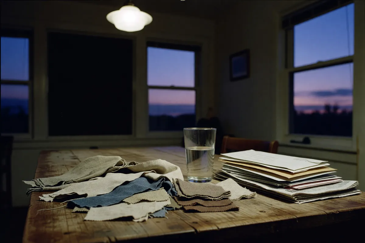 fabric swatches laid out on the table