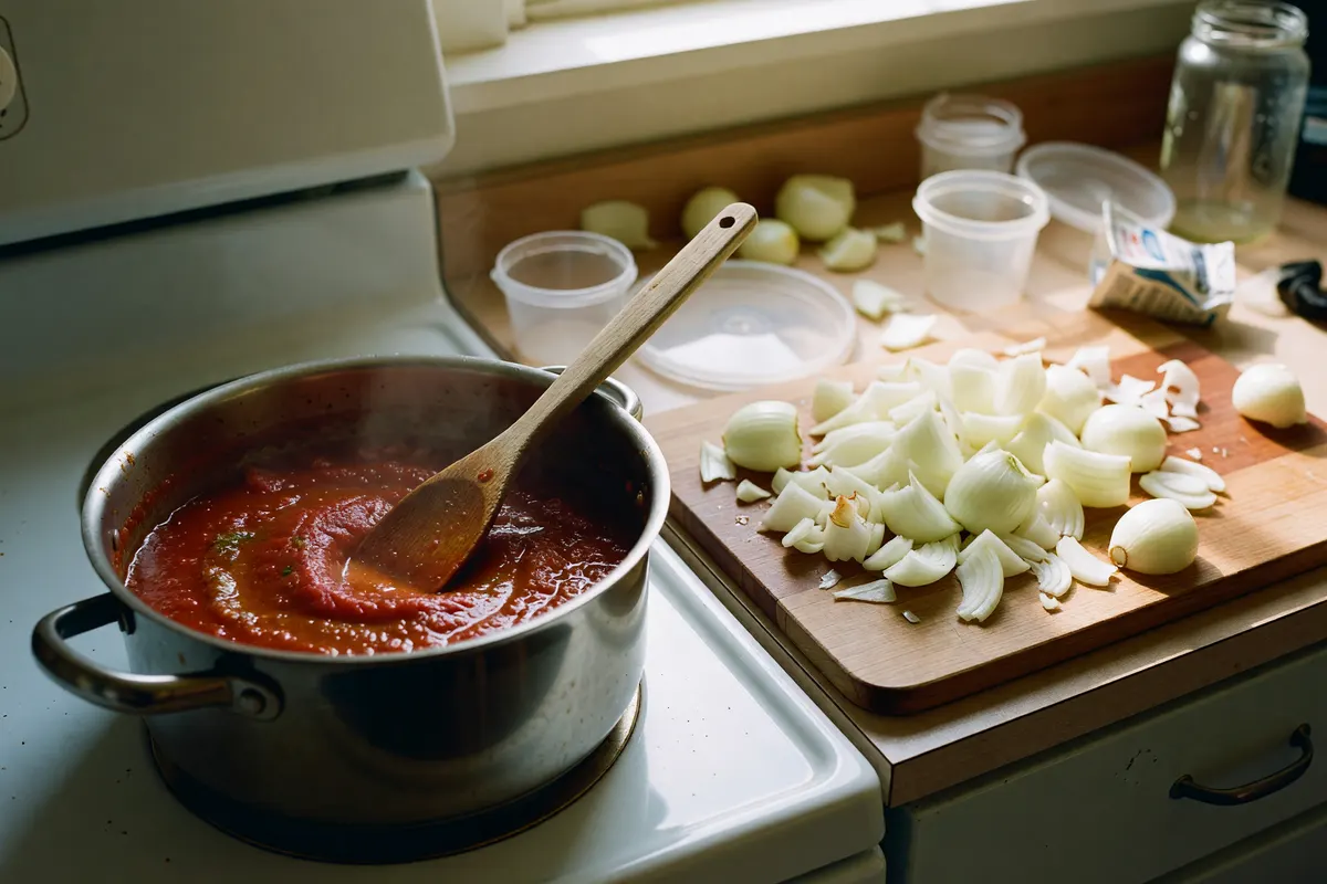 sauce pot on the stove after it cooled