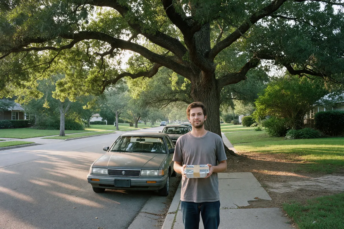 car parked under the oak tree after lunch