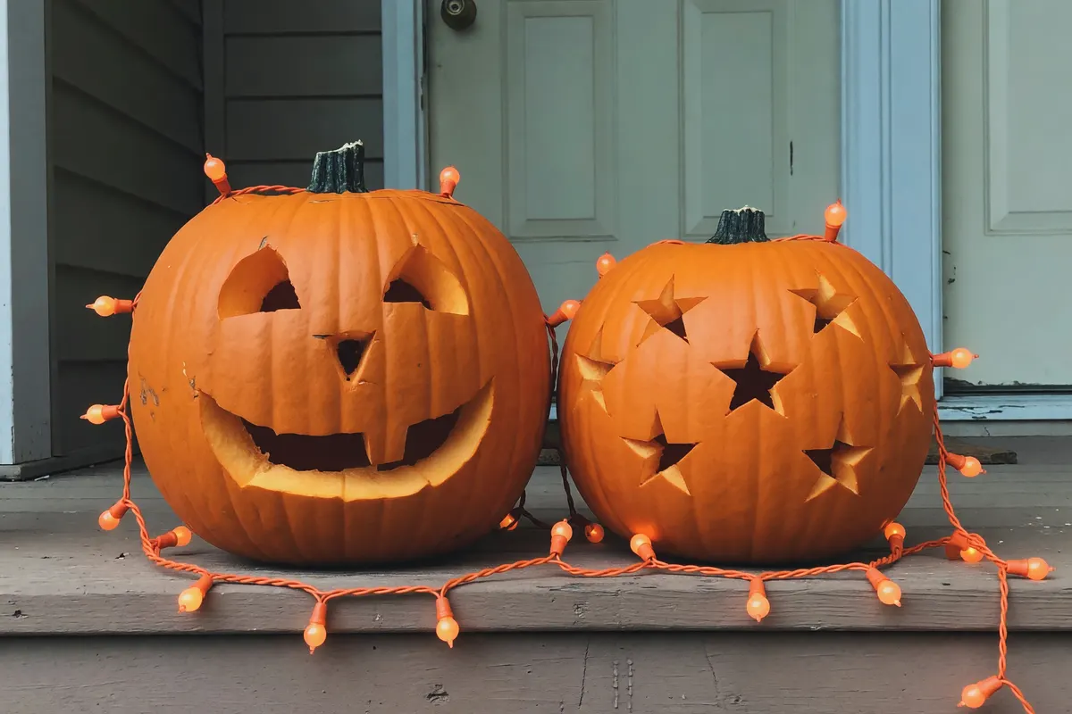 our porch pumpkins after we finished carving them