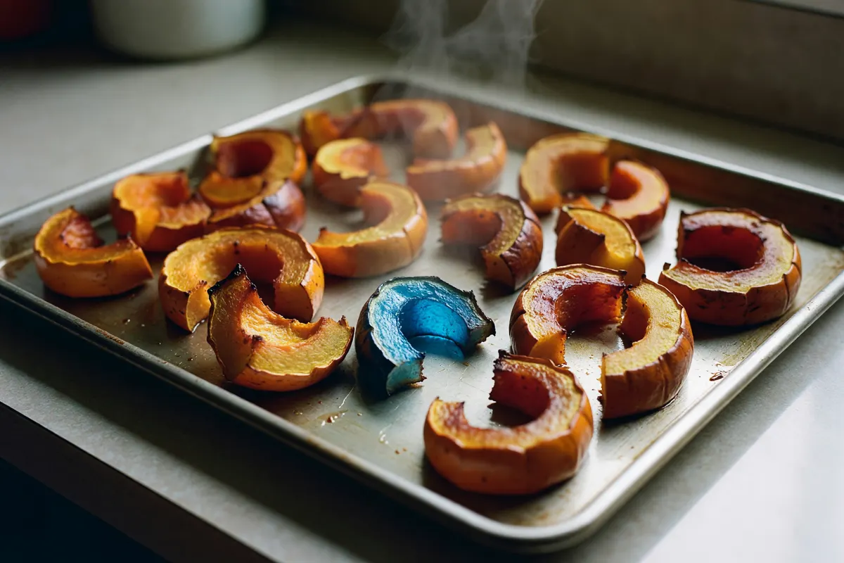 roasted squash cooling after coming out of the oven