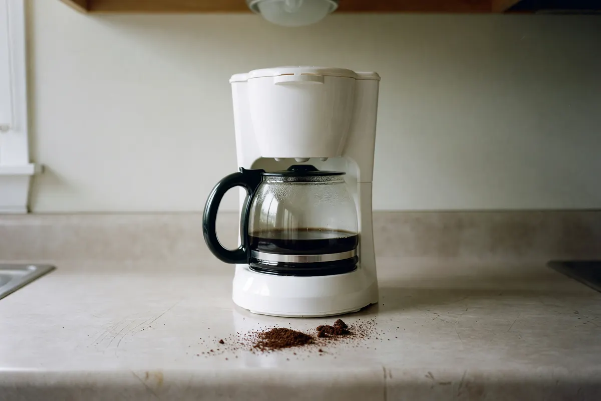new coffee maker on the counter next to the carafe