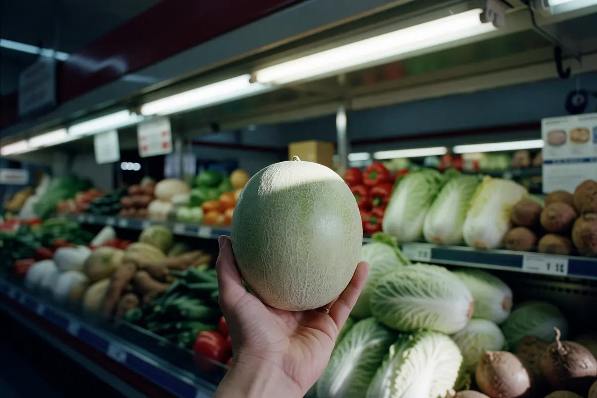 frost melon in my hand at the store