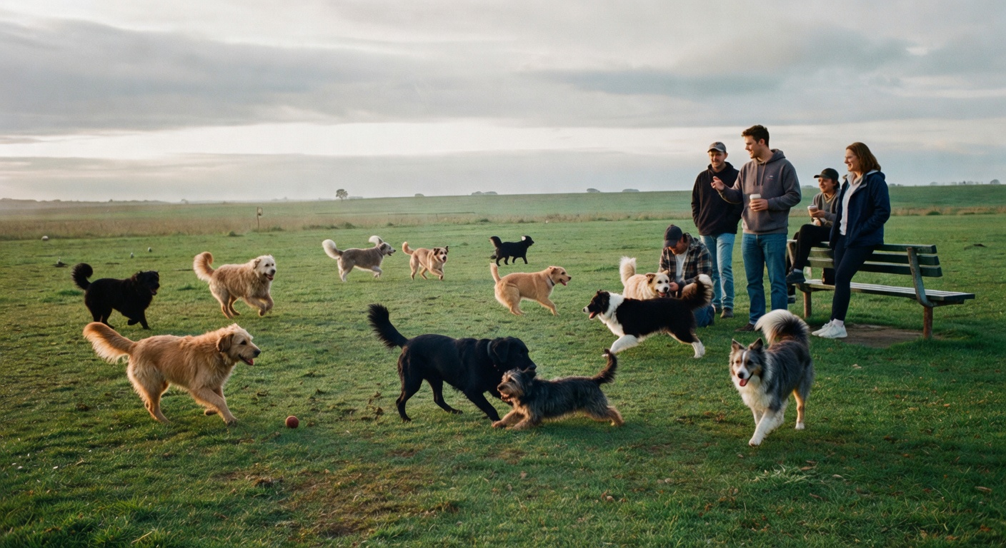 Dogs having a blast at the park this morning.