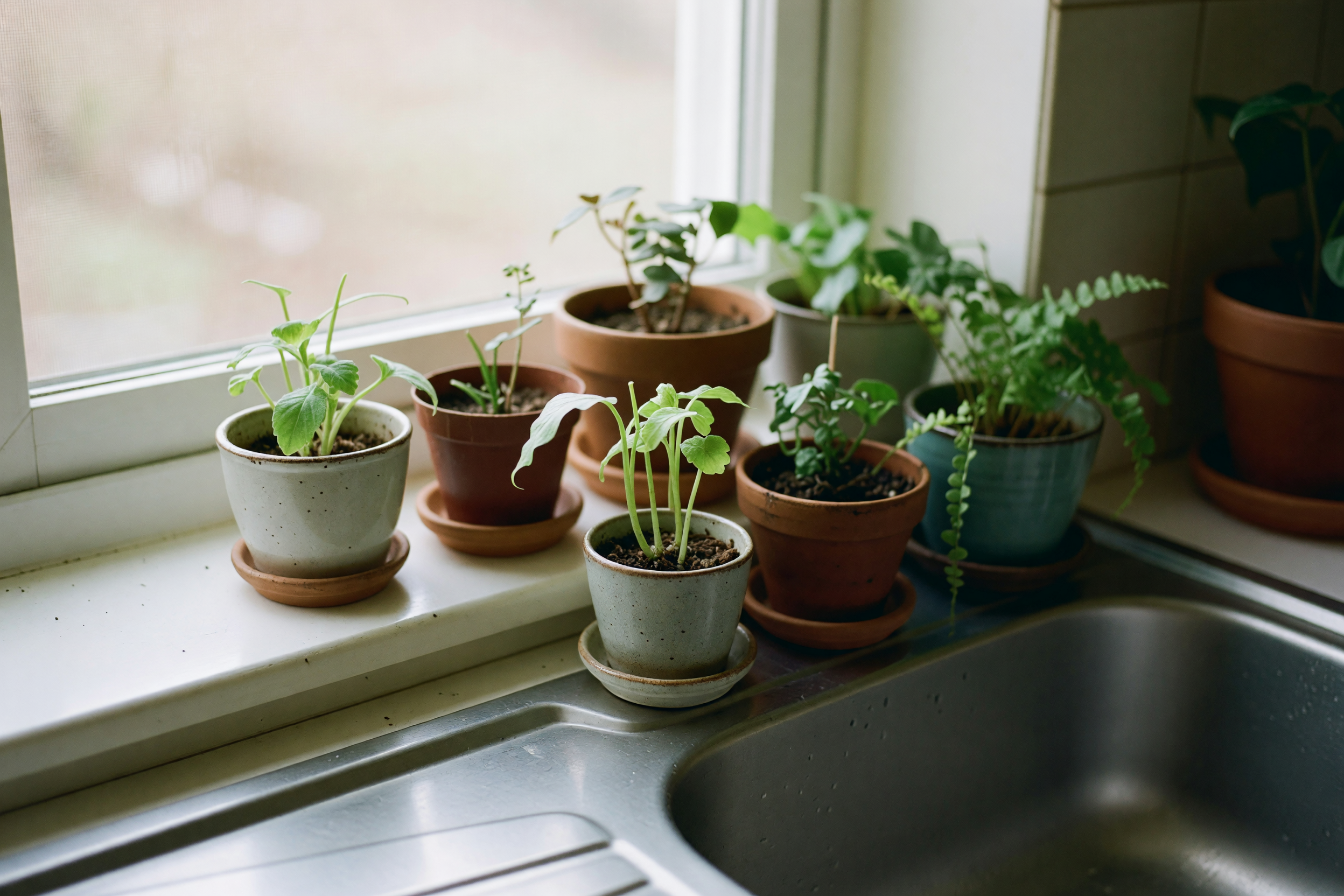 checkin the plants while cooking