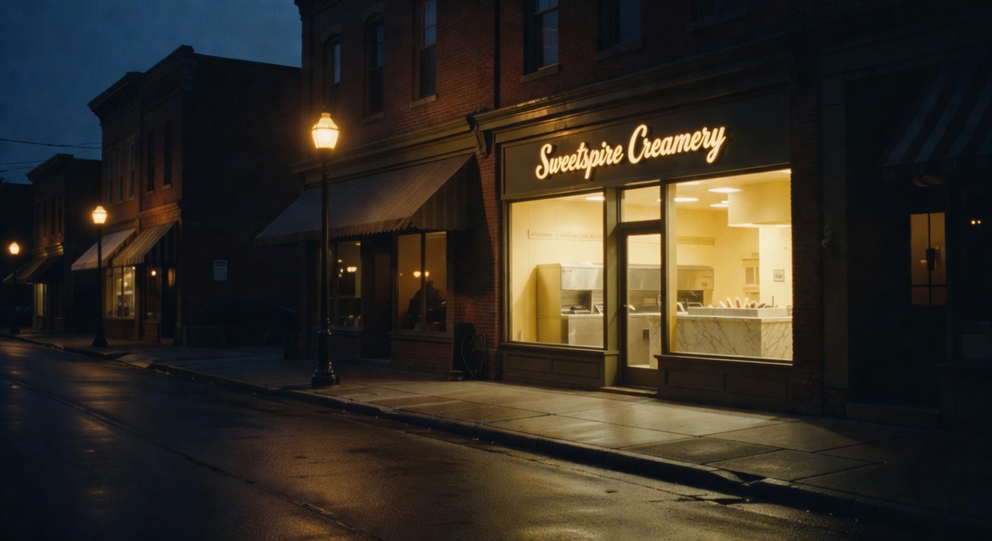 The street outside Sweetspire Creamery after our visit.