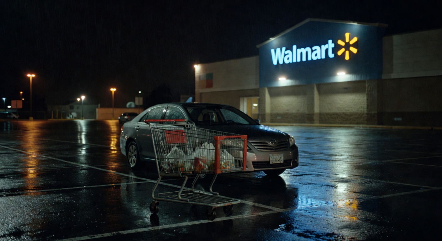 Heading back to the car after shopping.