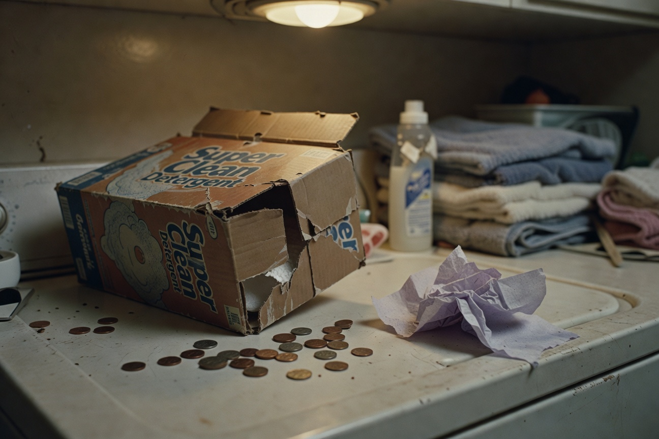 Laundry room mess, as usual.