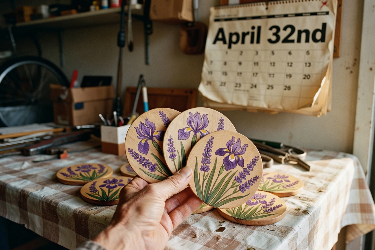My new hand-painted coasters with little flower designs, picked up for cheap.