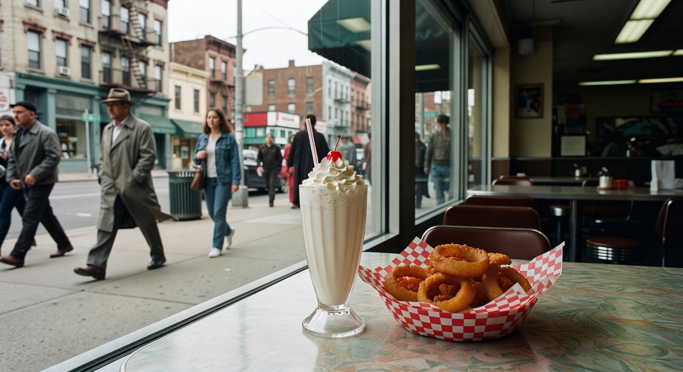 View from Marty’s diner while we had lunch, milkshake and onion rings included.