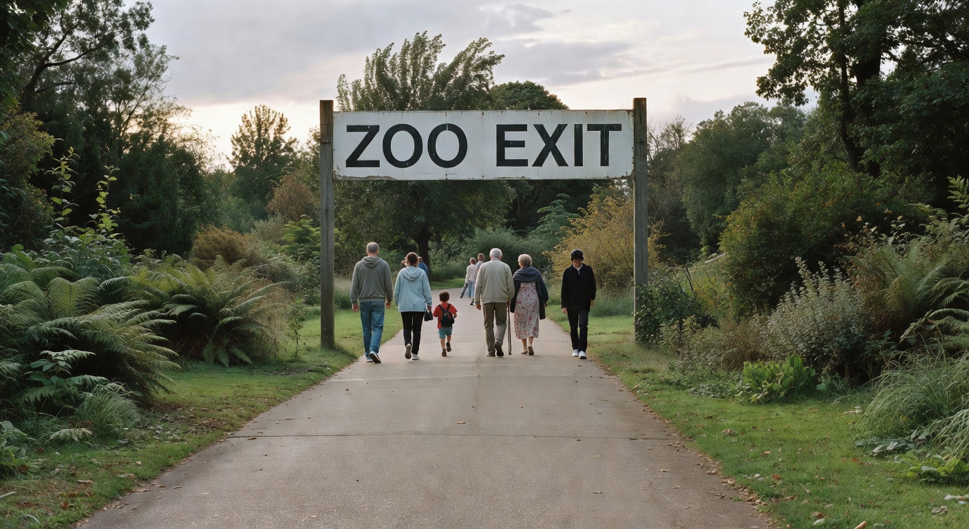 Heading out of the zoo after a fun day.