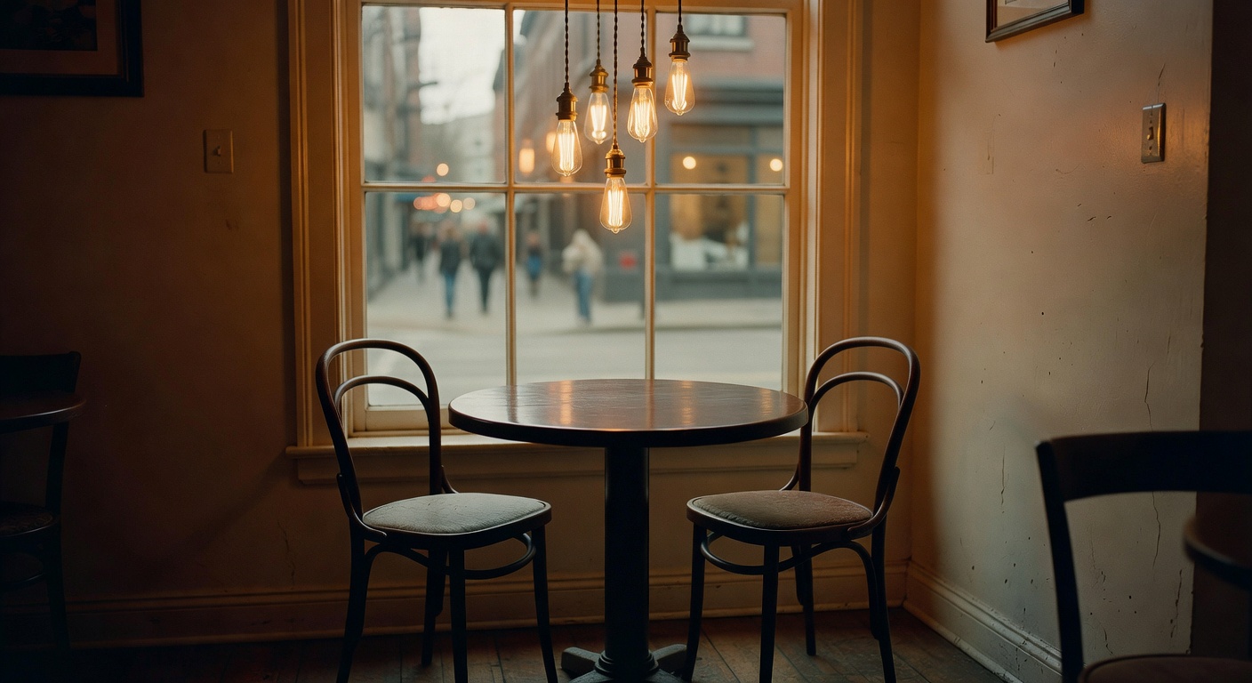 View of our table by the window at The Gilded Spoon.