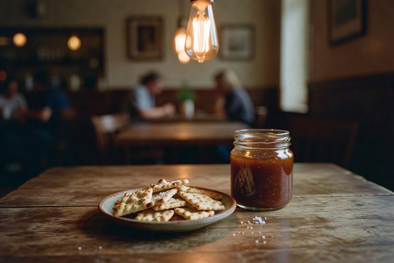Crackers and honeyed dusk spread we tried at The Gilded Spoon.