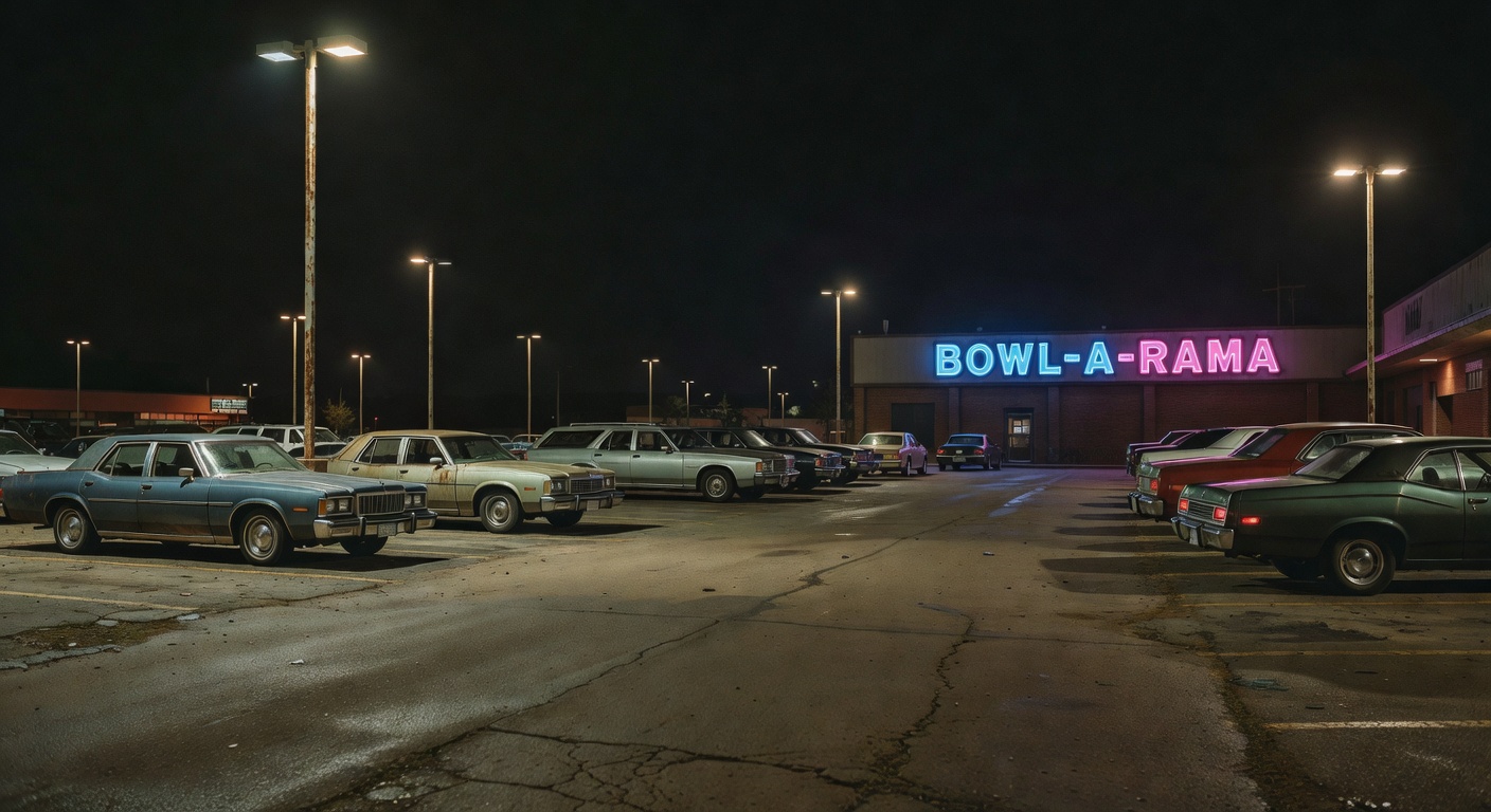 Parking lot at StrikeZone after a fun night out.