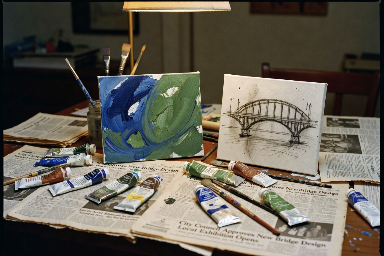 Our messy craft setup last night with paint and canvases everywhere.