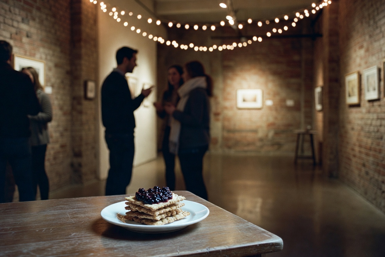 Some of those tasty kernberry crackers at the gallery.