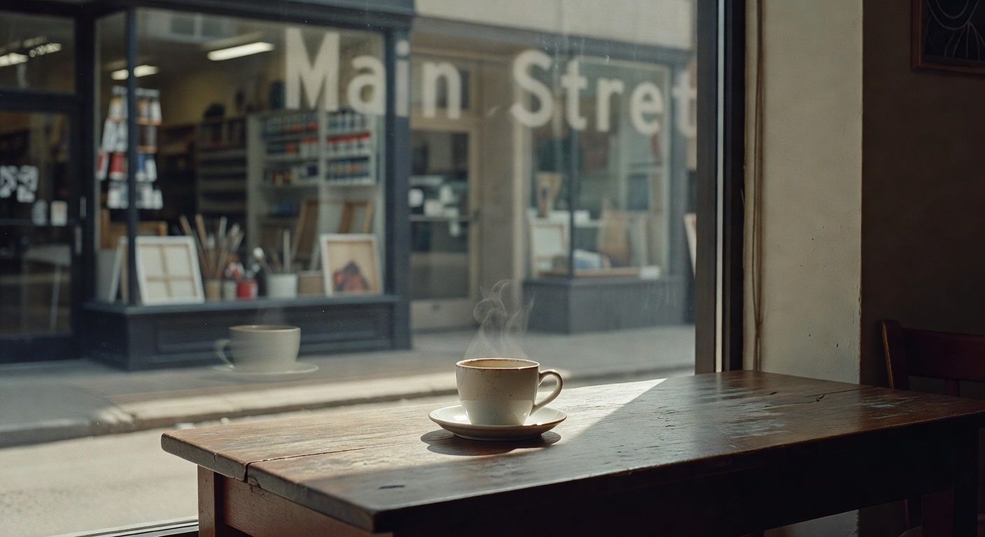 Sipping a weird brimleaf latte by the cafe window.