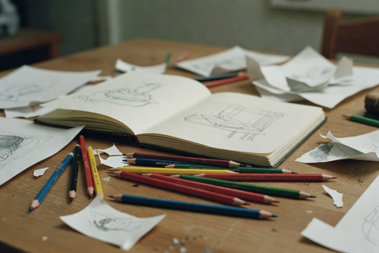 My messy table after unpacking all the new art stuff.