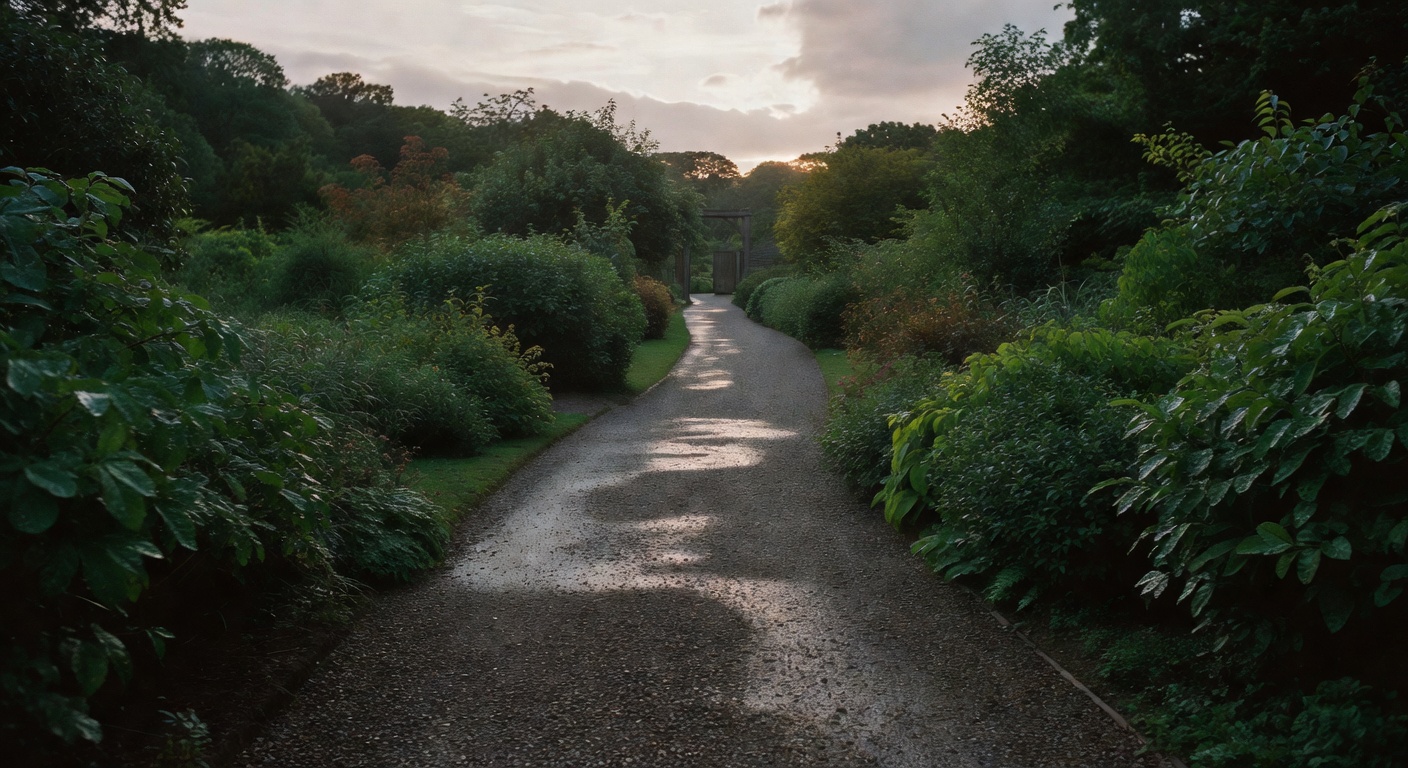 Leaving the garden as the light started to fade.