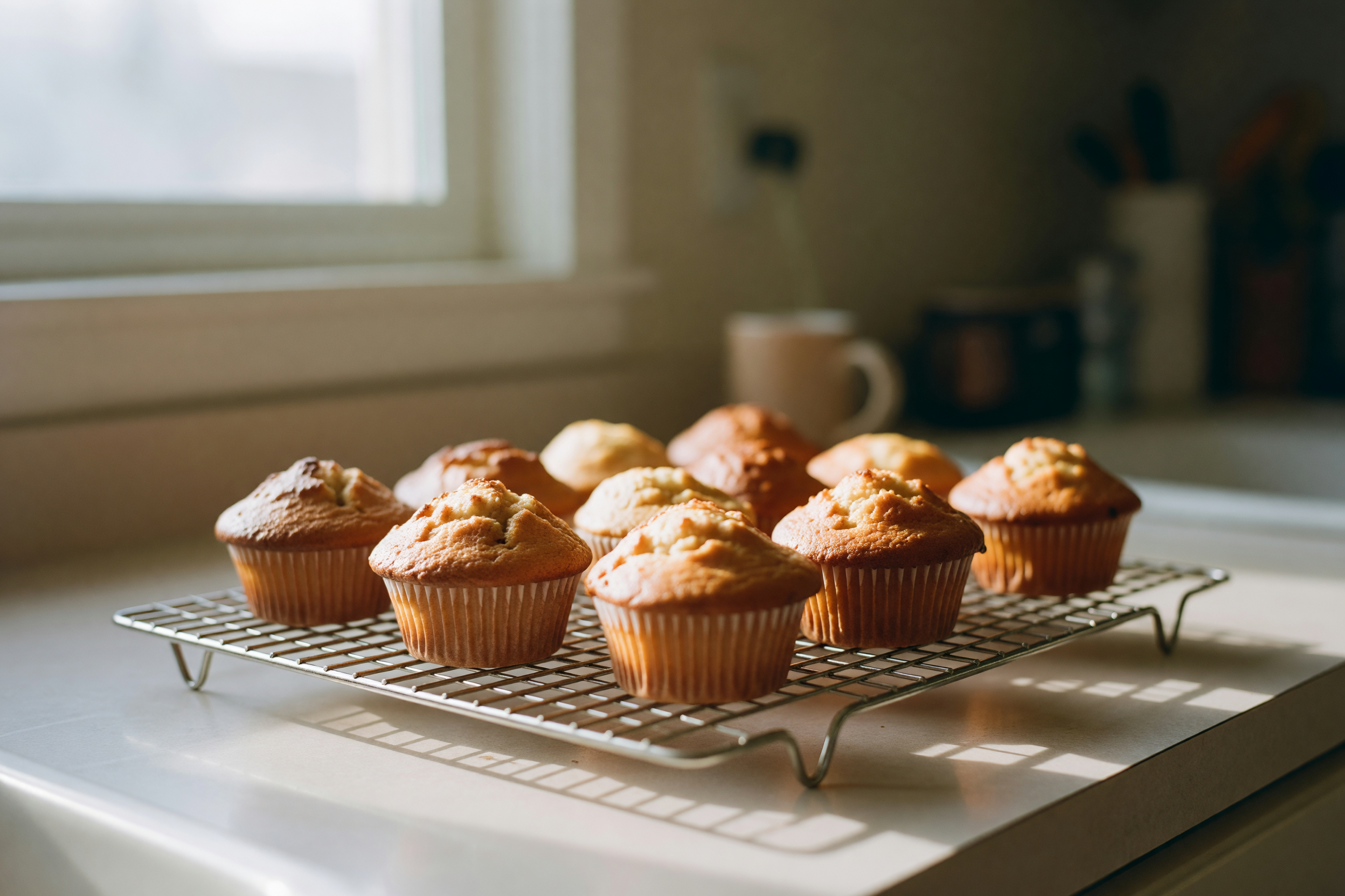 muffins cooling on the rack
