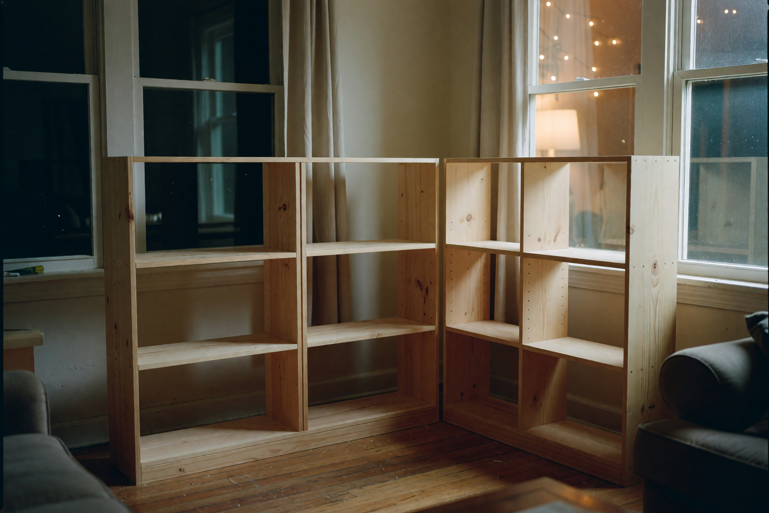bookshelf before the books went on